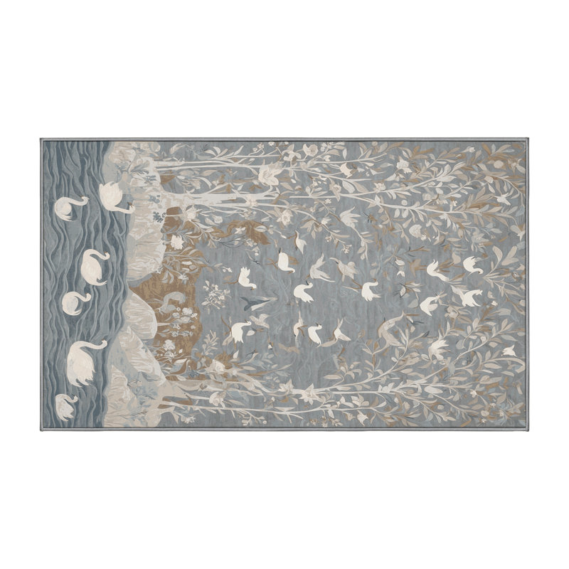 Machine Washable Brown Area Rug, Rectangle 7' x 10'