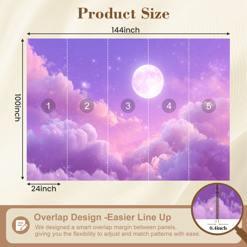 Papier peint autocollant Boho Dreamy Cloud, L 144 po x l 100 po