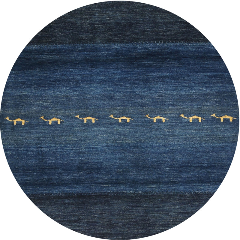 Tapis contemporain noir / gris / noir, Rond 7 pi