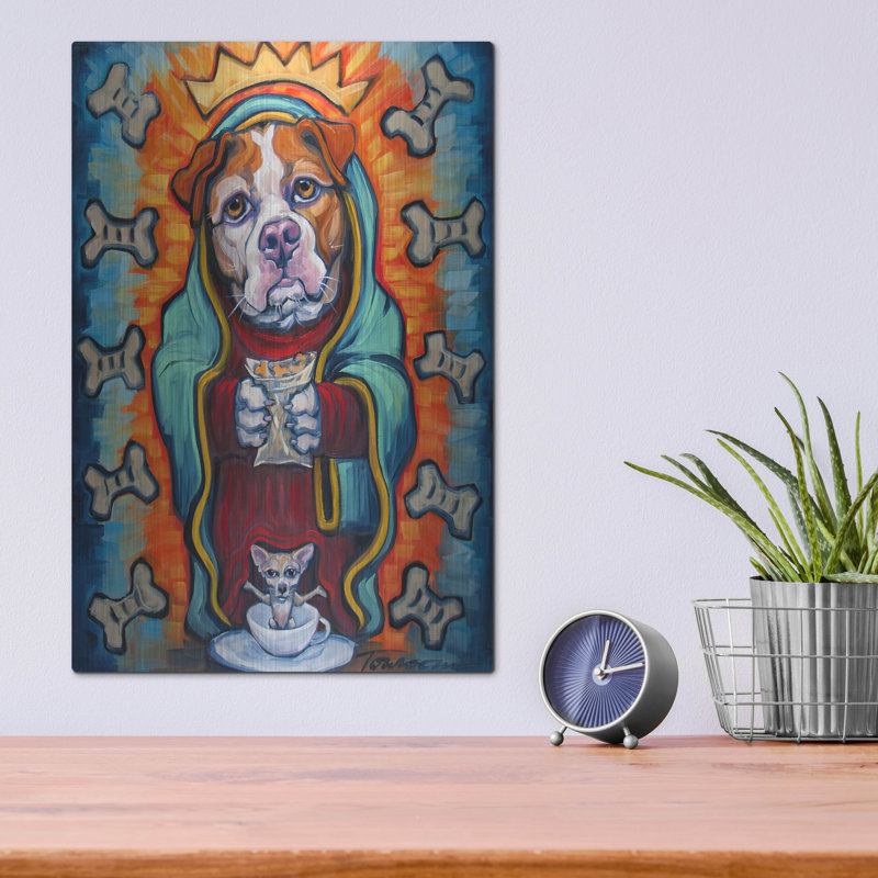 «Our Lady Of Perpetual Dog Biscuits» par CR Townsend, art mural en métal, H 16 po x l 12 po
