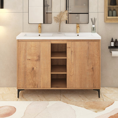Meuble-lavabo double 47,6 po avec plateau en résine