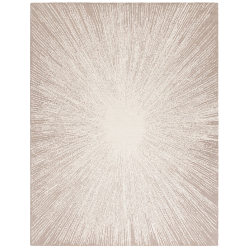 Junieta Hand Tufted Wool/Cotton Rug in Ivory/Dark Beige, Rectangle 8' x 10'