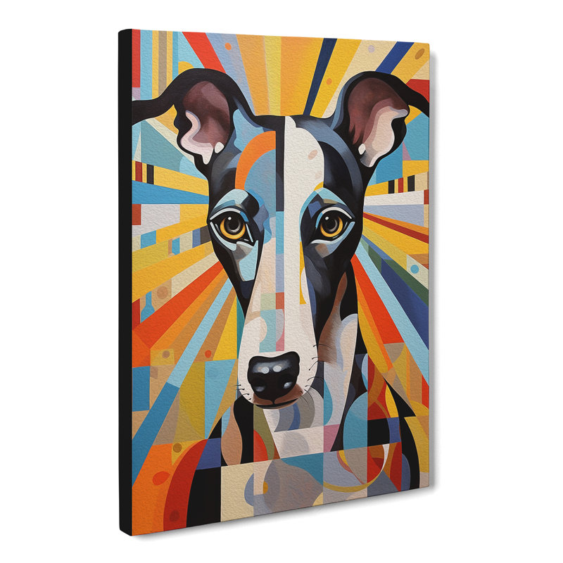 Greyhound Geometric Art No.2 - Wrapped Canvas, 60cm H x 40cm W x 3cm D