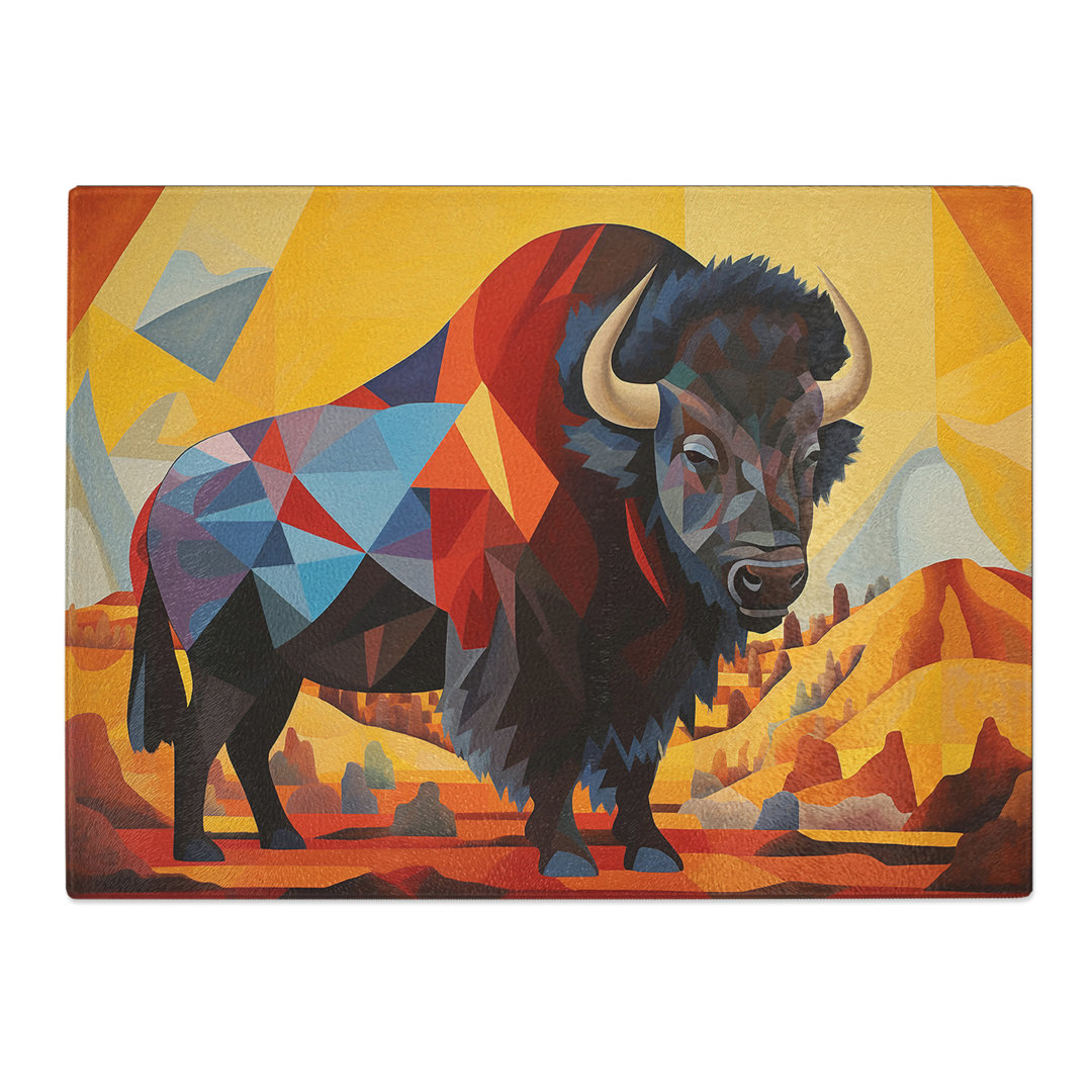 Bison Buffalo Constructivism No.2  Glass Chopping Board