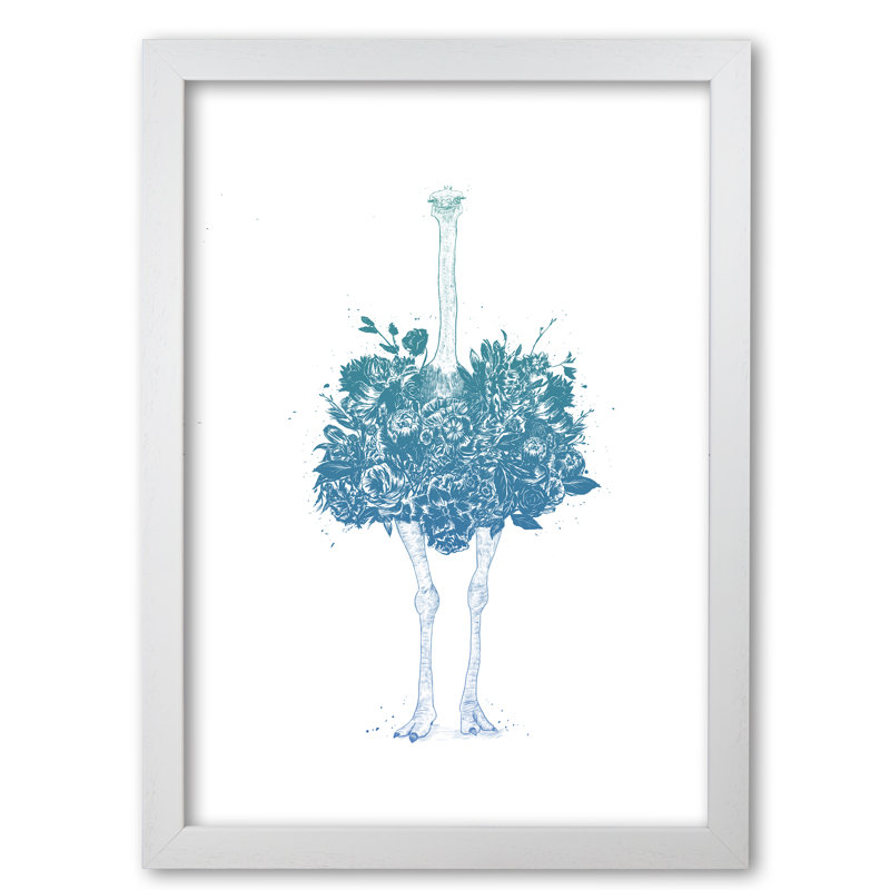 Floral Ostrich 1 Piece Wall Art, 29.7 cm H x 21 cm W x 5 cm D, White Grain