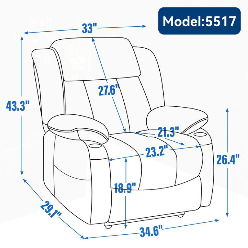 Chenille Power Lift Recliner Chair, Gray