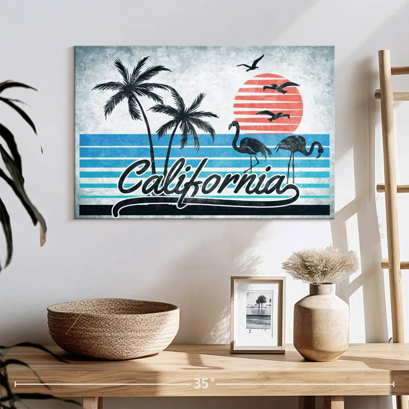 «Retro California Sign», reproduction sur toile, H 16 po x l 24 po x P 1,25 po