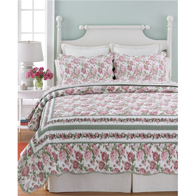 Pante Macassar Rose Bush Reversible Quilt Set