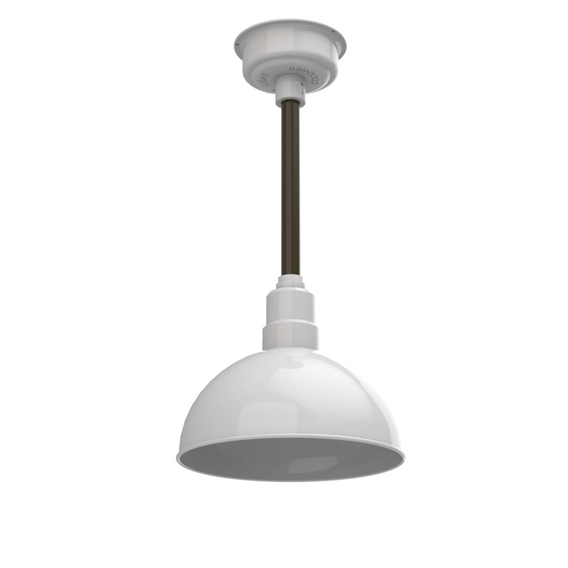 Luminaire suspendu 1 lumière del à simple dôme Dipkarpaz, H 48 po x l 12 po x P 12 po, Blanc / bronze Acajou