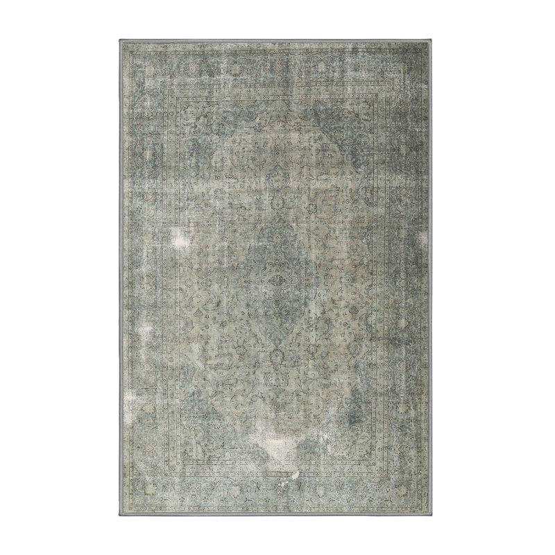 Tapis oriental vert / gris, Rectangle 5 pi x 7 pi