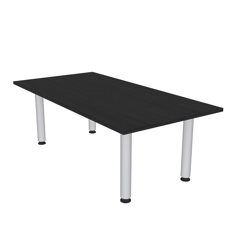Table de réunion rectangulaire avec pieds de poteau, Cyprès noir, Argent argent, L 72 po x l 36 po