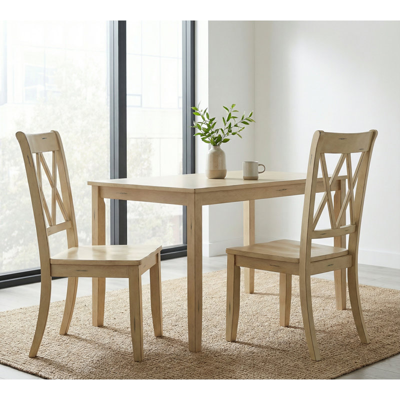 Chaise d'appoint de salle à manger à dossier double en X Transition, finition brune (ensemble de 2), Brun