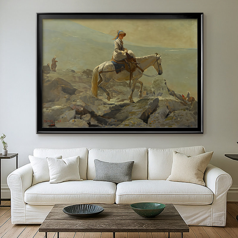 The Bridle Path, White Mountains-Winslow Homer, toile tendue avec châssis, 1868, 26,5 x 36,5, Toile avec cadre, Noir