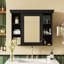 Armoire de rangement murale noire 35 po x 28 po avec porte miroir, armoire de salle de bain moderne avec miroir, armoire à pharmacie avec 6 tablettes ouvertes-357003019