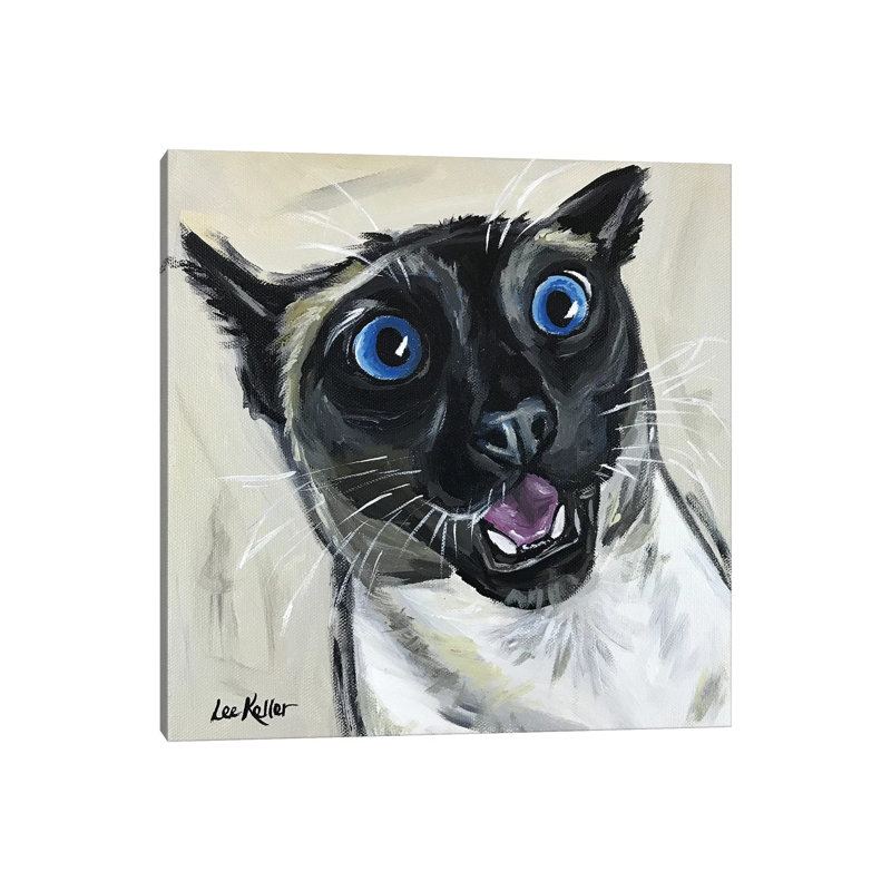 Funny Siamese Cat Marley by Hippie Hound Studios - Wrapped Canvas Painting, 30.48 cm H x 30.48 cm W