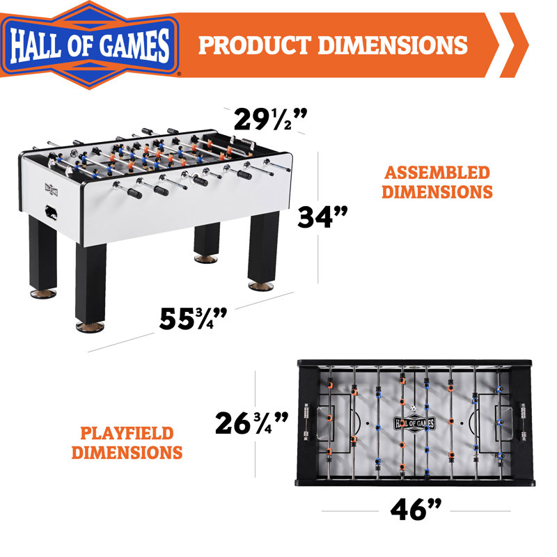 Phoenix 56'' White and Black Foosball Table with Engineered Wood Frame