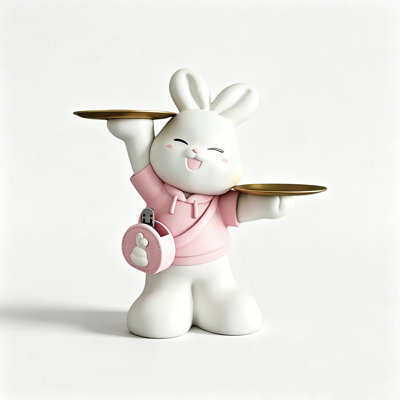 Lovely Bunny Shaped Resin Piggy Bank with Bluetooth Speaker Home Decor