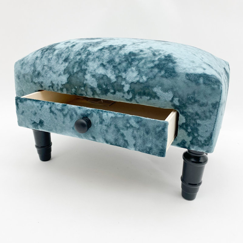 Calla 40cm Wide Velvet Rectangle Ottoman with Storage, Hand-Finished, Stylish Footstool for Living Room or Bedroom, Teal