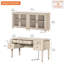 Ensemble de bureau 2 pièces, bureau double 56 po et ensemble de 2 armoires avec porte vitrée, beige
