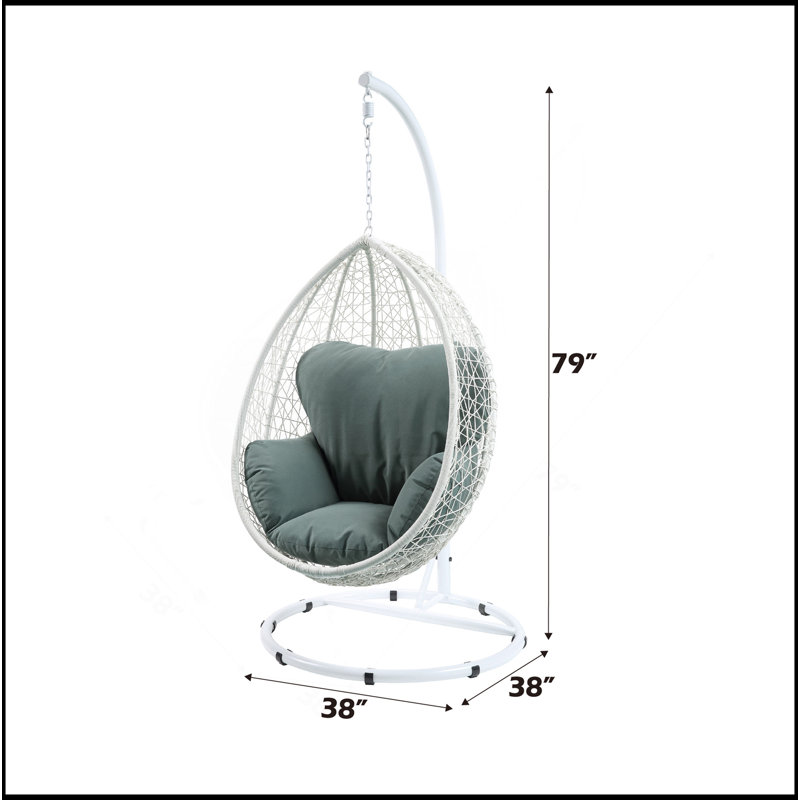 Fauteuil suspendu Simona, Coussin vert / cadre blanc