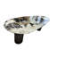Table de salle à manger de luxe en pierre avec base en acier inoxydable - Conception ovale moderne pour les espaces contemporains