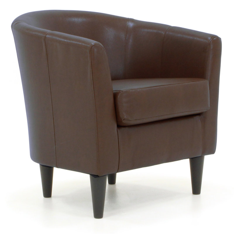Fauteuil demi-tonneau de 31,5 po Kronos, Similicuir brun clair