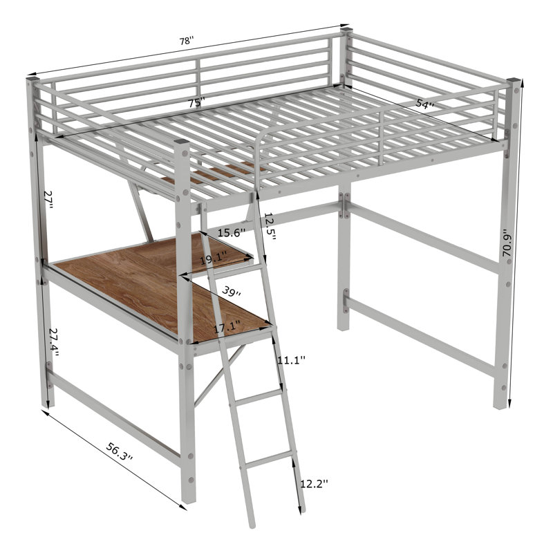 Lit mezzanine double Rhodes Kids, Double, Argent