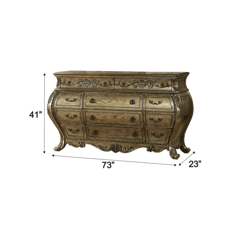 Commode 11 tiroirs Anastazia, Chêne rétro