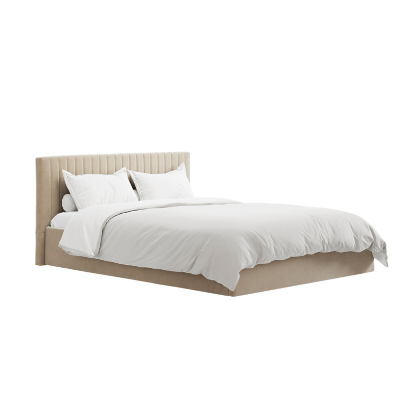 LPD Home Upholstered Ottoman Storage Bed, Double (4'6), Beige
