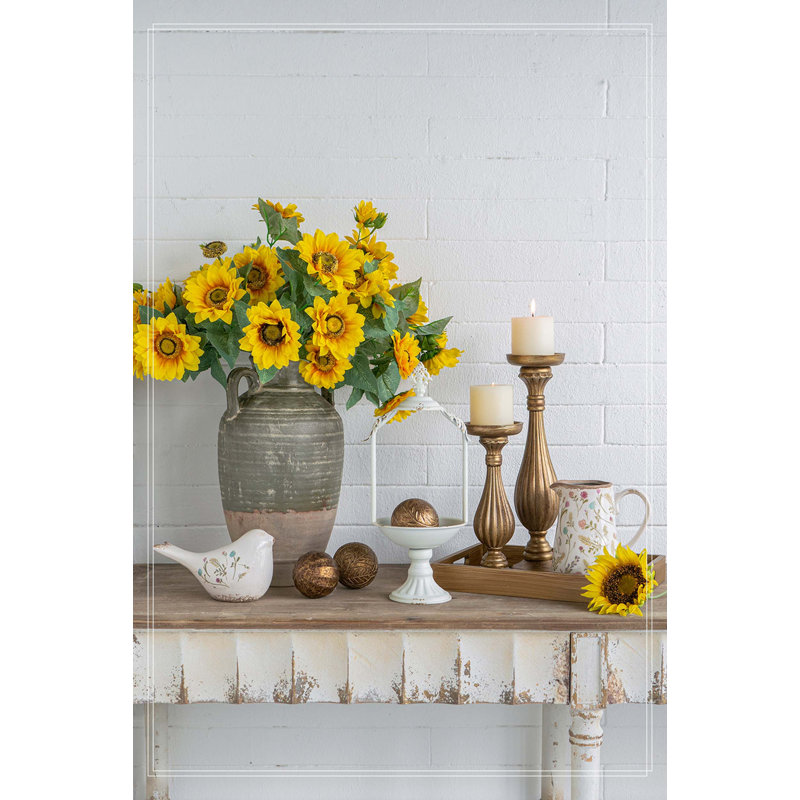 Vase en terre cuite 8,7 x 8,7 x 15,7 po avec fini vert vieilli
