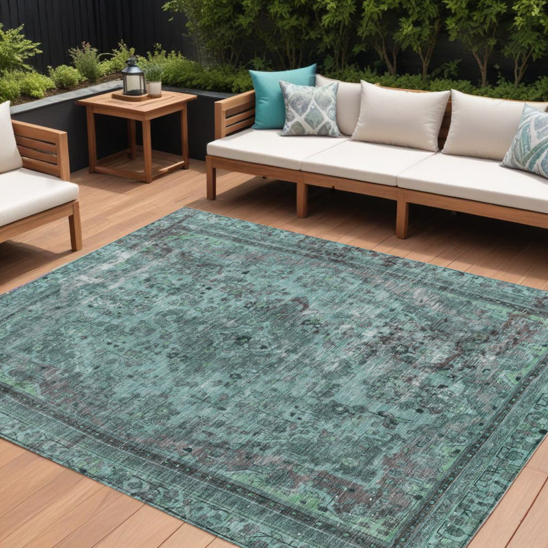 Tapis bleu sarcelle et turquoise 9 'X 12'
