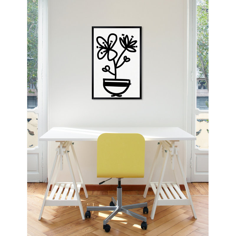 " Flowers In Bloom Floral And Botanical " Painting Print, Black Framed, 20" H x 30" W