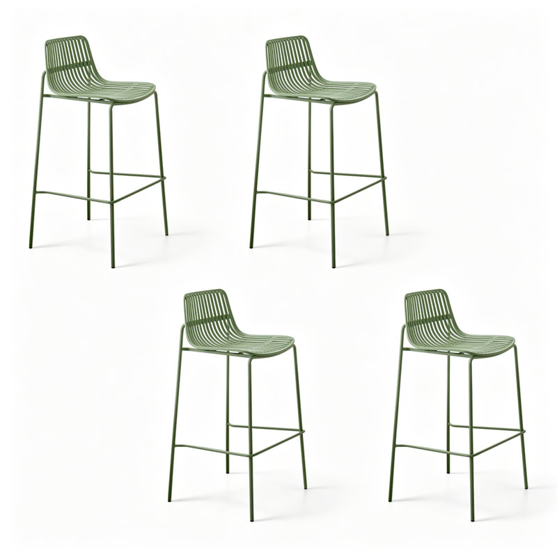Chaise d'appoint verte à dossier bas (ensemble de 4), Green, 4