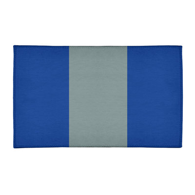 Tapis à rayures en poly-bleu