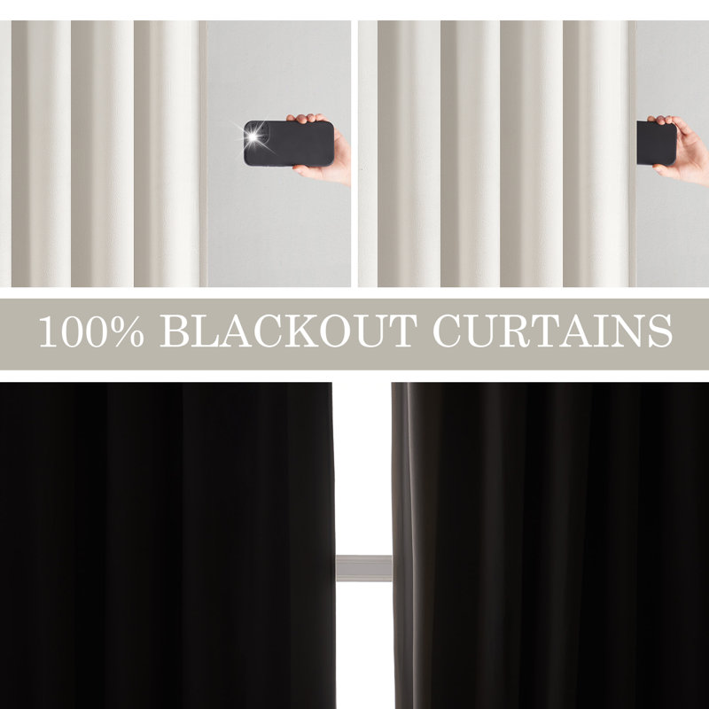 Aikens Velvet 100% Blackout Thermal Curtain Panel, Cream, 52" W x 100" L