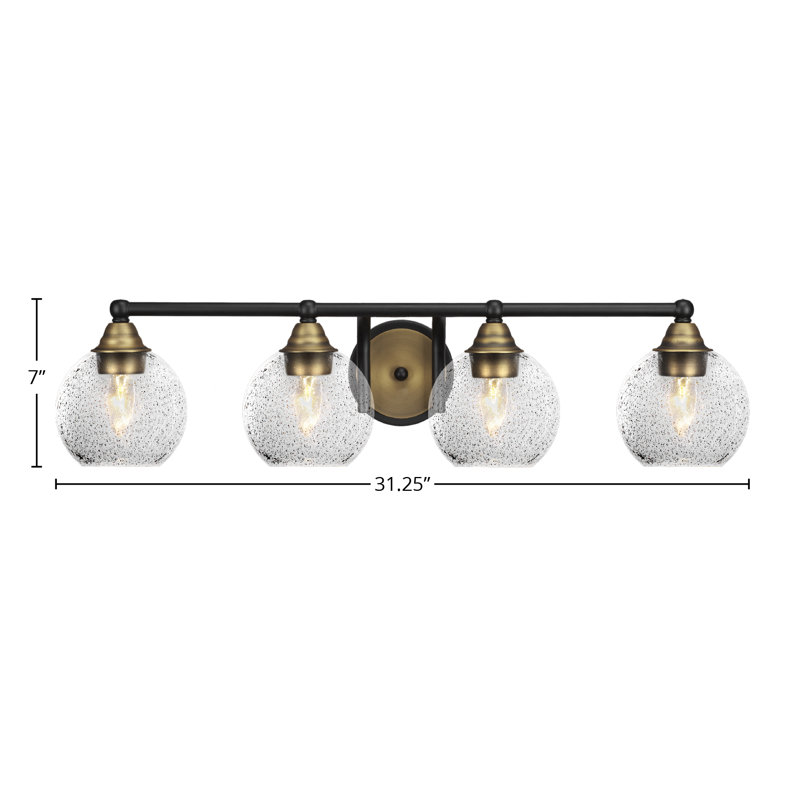 Michell 4-Light Bath Bar, Matte Black/Brushed Gold