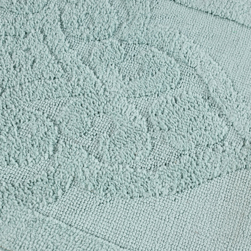 Myra Medallion Textured Machine Washable 2 Piece Bathroom Rug Set, MEDIUM- 2 Piece Set, Sea Foam