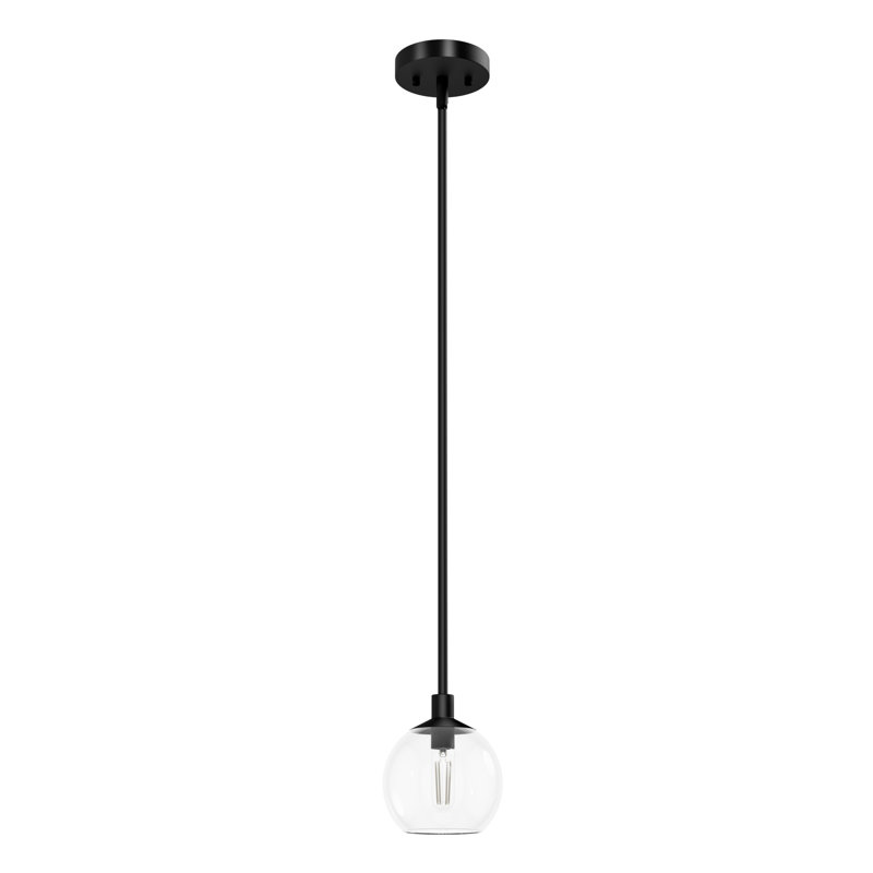 Lomeli 1 - Light Single Globe Convertible Mini Pendant Flush Mount Ceiling Light, Matte Black
