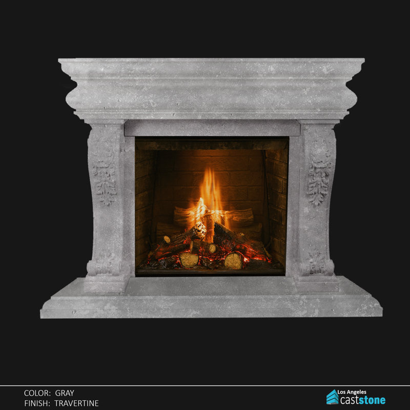 Ania Fireplace Surround, Travertine Gray