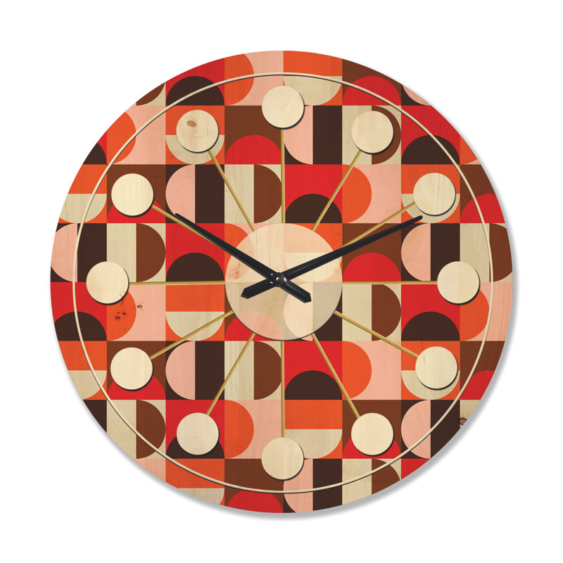 Horloge murale en bois Geometric Design II, Très grand