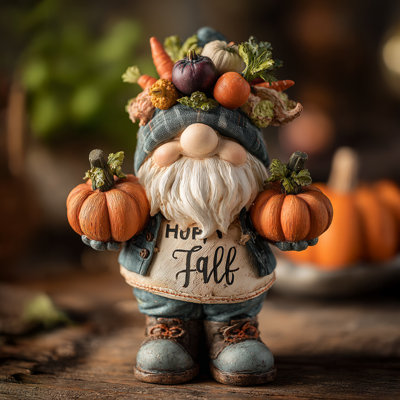 Fall Pumpkin Gnome Wrapped Canvas Wall Art
