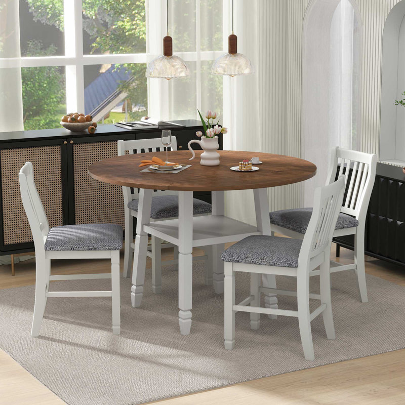 Ensemble de salle à manger carré Manhasset L 54,04 po x l 54,04 po avec rallonge, Brun / Blanc