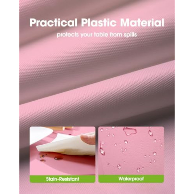 Nappe en plastique jetable en paquet de 10, nappes rondes de 84 po, fête de Pâques, Saint-Valentin, décorations de la fête des Mères, nappes, rond, housse en plastique pastel, étanche et robuste, rose