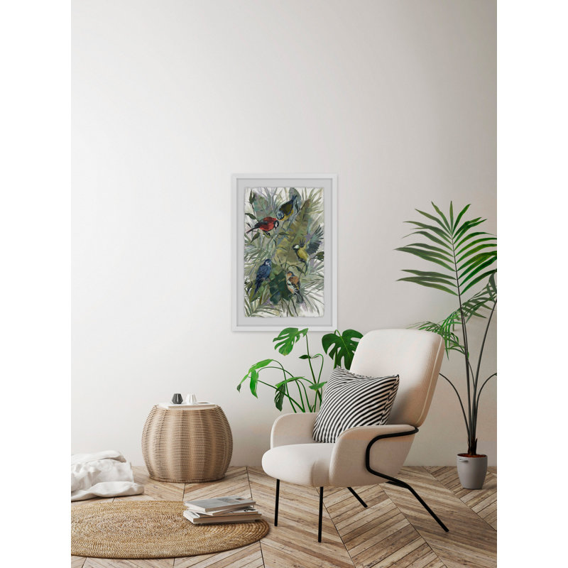 « matinée oiseaux ii », reproduction encadrée, H 12 po x l 8 po x P 1,5 po