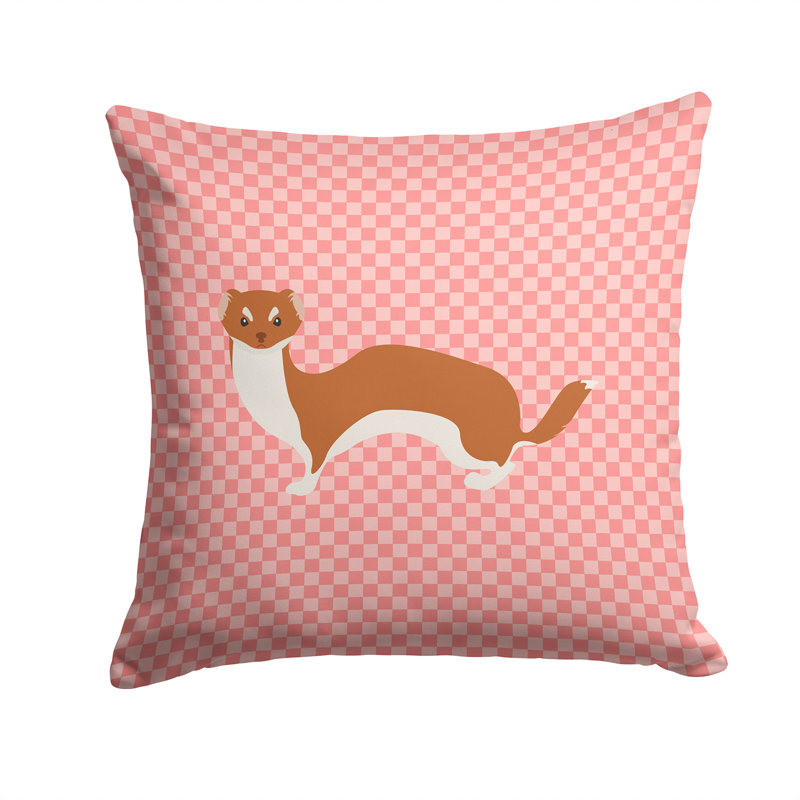 Coussin décoratif extérieur weasel check, Rose, 14 po x 14 po