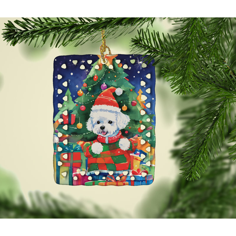 Ornement de Noël en porcelaine Bichon Frise, Bichon frisé 3366