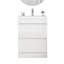 Ensemble de meuble-lavabo 24 po avec lavabo, meuble-lavabo à 2 tiroirs, armoire de salle de bain autoportante à assemblage rapide, système de fermeture en douceur, cuve en céramique à bords épais unique, conception sans poignée, blanc brillant