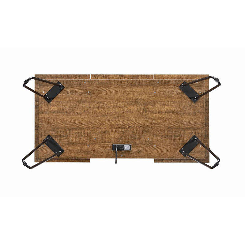 Adames Metal Base Writing Desk with Power Outlet