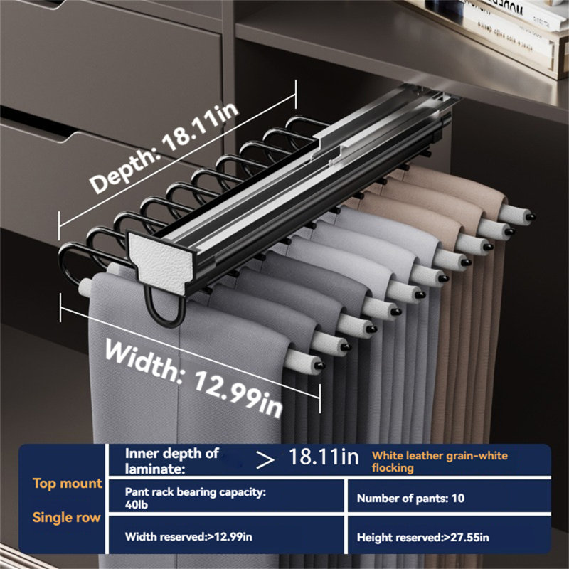 Toptrack Single-Row Pull-Out Pants Rack