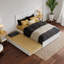 Lit plateforme Ashante en bois massif avec pied de lit à panneau et lit gigogne-1229372437-1229372436